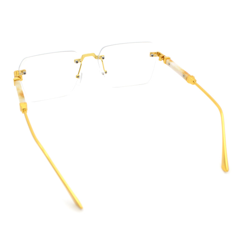 Retro Gangster Rapper Luxury Clear Lens Rimless Rectangle Fashion Eyeglasses