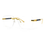 Retro Gangster Rapper Luxury Clear Lens Rimless Rectangle Fashion Eyeglasses