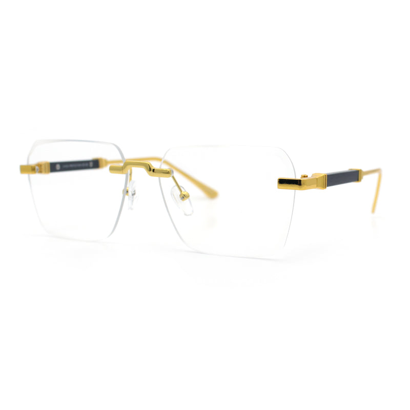 Retro Gangster Rapper Luxury Clear Lens Rimless Rectangle Fashion Eyeglasses