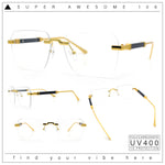 Retro Gangster Rapper Luxury Clear Lens Rimless Rectangle Fashion Eyeglasses