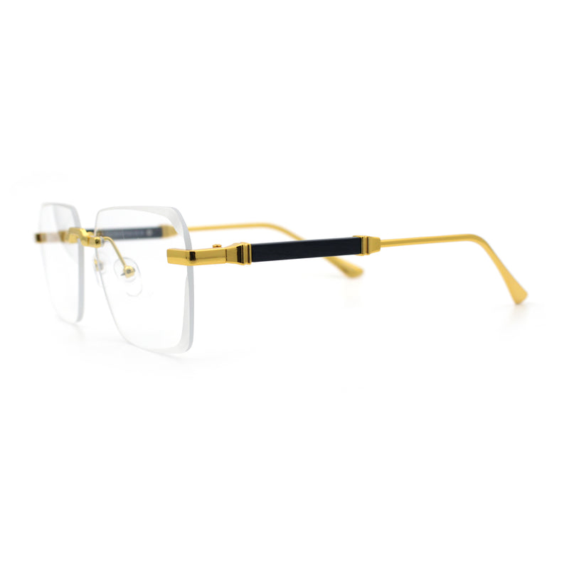 Retro Gangster Rapper Luxury Clear Lens Rimless Rectangle Fashion Eyeglasses