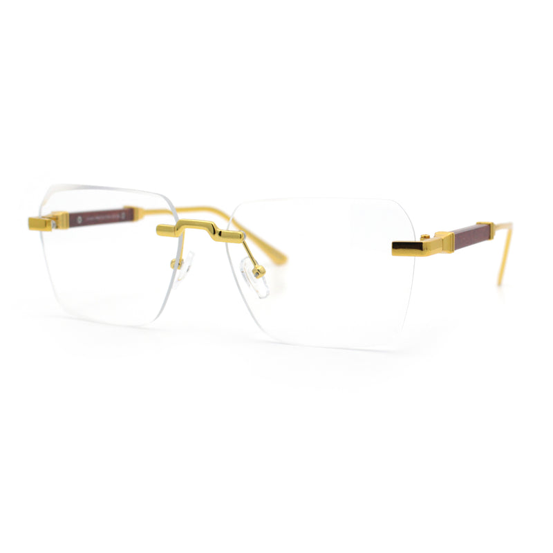 Retro Gangster Rapper Luxury Clear Lens Rimless Rectangle Fashion Eyeglasses