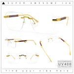 Retro Gangster Rapper Luxury Clear Lens Rimless Rectangle Fashion Eyeglasses