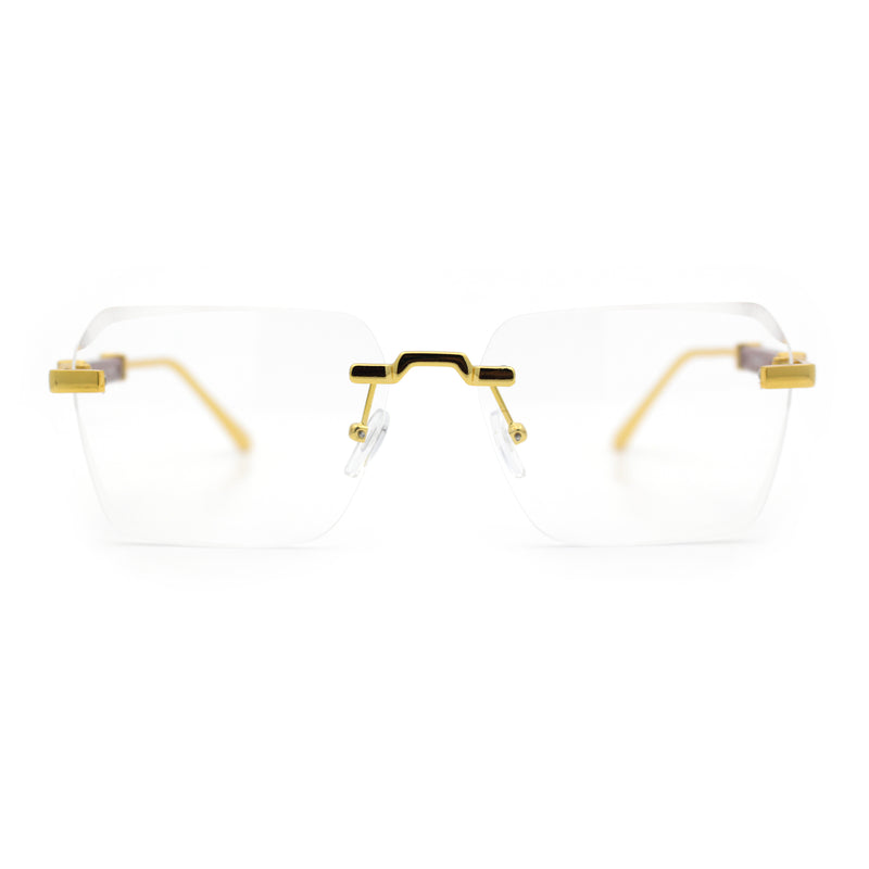 Retro Gangster Rapper Luxury Clear Lens Rimless Rectangle Fashion Eyeglasses