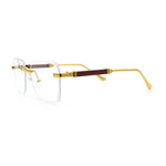 Retro Gangster Rapper Luxury Clear Lens Rimless Rectangle Fashion Eyeglasses