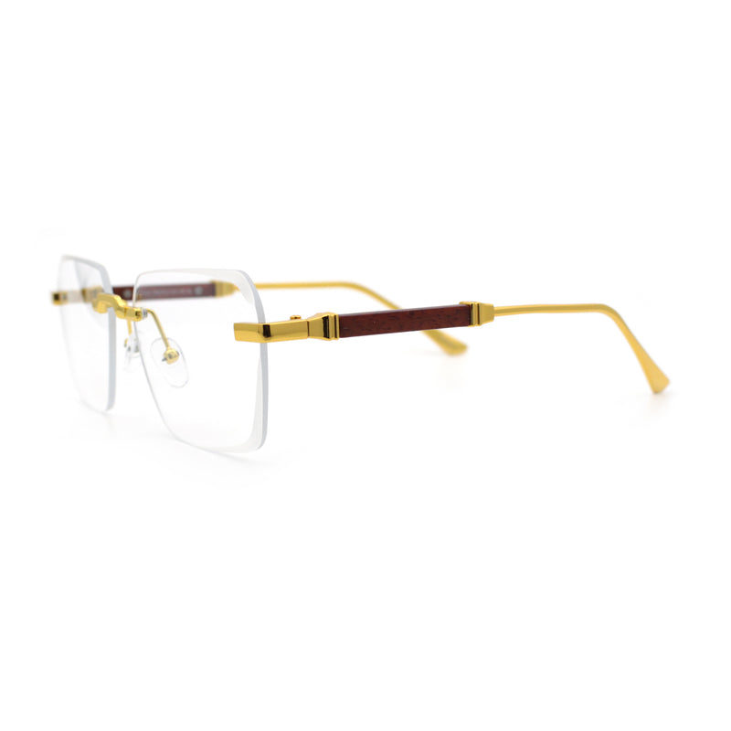 Retro Gangster Rapper Luxury Clear Lens Rimless Rectangle Fashion Eyeglasses