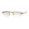 Bevel Lens Rimless Hustler Retro Gangster Rapper Rectangle Luxury Sunglasses