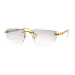 Bevel Lens Rimless Hustler Retro Gangster Rapper Rectangle Luxury Sunglasses
