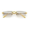 Bevel Lens Rimless Hustler Retro Gangster Rapper Rectangle Luxury Sunglasses