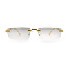 Bevel Lens Rimless Hustler Retro Gangster Rapper Rectangle Luxury Sunglasses