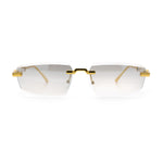 Bevel Lens Rimless Hustler Retro Gangster Rapper Rectangle Luxury Sunglasses