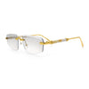 Bevel Lens Rimless Hustler Retro Gangster Rapper Rectangle Luxury Sunglasses