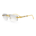 Bevel Lens Rimless Hustler Retro Gangster Rapper Rectangle Luxury Sunglasses