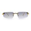 Bevel Lens Rimless Hustler Retro Gangster Rapper Rectangle Luxury Sunglasses