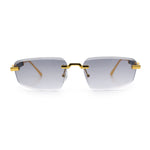 Bevel Lens Rimless Hustler Retro Gangster Rapper Rectangle Luxury Sunglasses