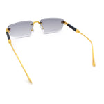 Bevel Lens Rimless Hustler Retro Gangster Rapper Rectangle Luxury Sunglasses