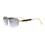 Bevel Lens Rimless Hustler Retro Gangster Rapper Rectangle Luxury Sunglasses
