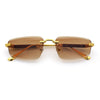 Bevel Lens Rimless Hustler Retro Gangster Rapper Rectangle Luxury Sunglasses