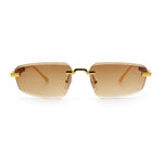 Bevel Lens Rimless Hustler Retro Gangster Rapper Rectangle Luxury Sunglasses