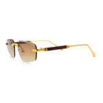 Bevel Lens Rimless Hustler Retro Gangster Rapper Rectangle Luxury Sunglasses