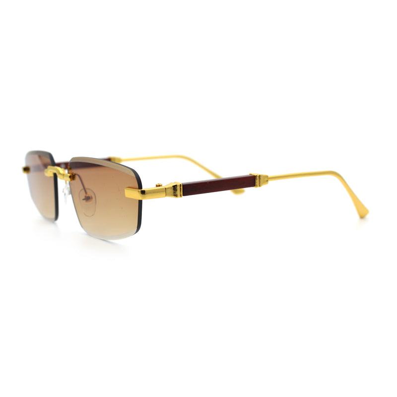 Bevel Lens Rimless Hustler Retro Gangster Rapper Rectangle Luxury Sunglasses