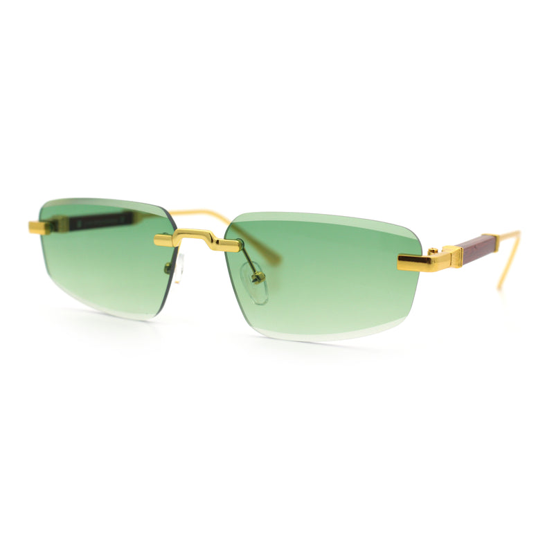 Bevel Lens Rimless Hustler Retro Gangster Rapper Rectangle Luxury Sunglasses