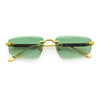 Bevel Lens Rimless Hustler Retro Gangster Rapper Rectangle Luxury Sunglasses