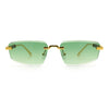 Bevel Lens Rimless Hustler Retro Gangster Rapper Rectangle Luxury Sunglasses
