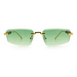 Bevel Lens Rimless Hustler Retro Gangster Rapper Rectangle Luxury Sunglasses