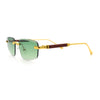 Bevel Lens Rimless Hustler Retro Gangster Rapper Rectangle Luxury Sunglasses