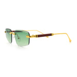 Bevel Lens Rimless Hustler Retro Gangster Rapper Rectangle Luxury Sunglasses