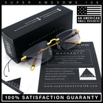 Bevel Lens Rimless Hustler Retro Gangster Rapper Rectangle Luxury Sunglasses