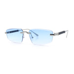 Bevel Lens Rimless Hustler Retro Gangster Rapper Rectangle Luxury Sunglasses