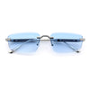 Bevel Lens Rimless Hustler Retro Gangster Rapper Rectangle Luxury Sunglasses