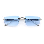 Bevel Lens Rimless Hustler Retro Gangster Rapper Rectangle Luxury Sunglasses