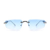 Bevel Lens Rimless Hustler Retro Gangster Rapper Rectangle Luxury Sunglasses