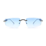 Bevel Lens Rimless Hustler Retro Gangster Rapper Rectangle Luxury Sunglasses