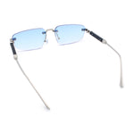 Bevel Lens Rimless Hustler Retro Gangster Rapper Rectangle Luxury Sunglasses