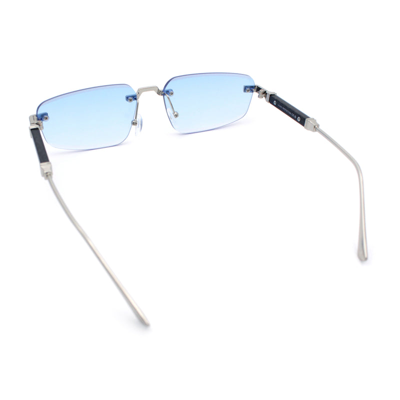 Bevel Lens Rimless Hustler Retro Gangster Rapper Rectangle Luxury Sunglasses