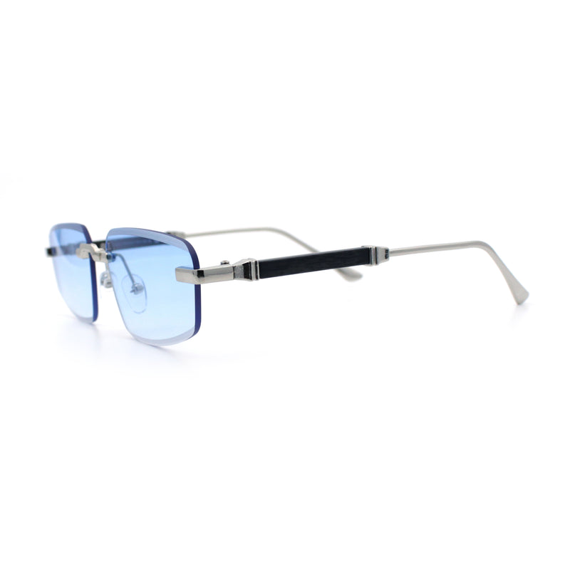 Bevel Lens Rimless Hustler Retro Gangster Rapper Rectangle Luxury Sunglasses