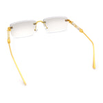 Luxury Beveled Lens Rich Art Retro Rimless Gangster Narrow Rectangle Sunglasses