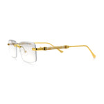 Luxury Beveled Lens Rich Art Retro Rimless Gangster Narrow Rectangle Sunglasses