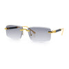 Luxury Beveled Lens Rich Art Retro Rimless Gangster Narrow Rectangle Sunglasses