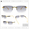 Luxury Beveled Lens Rich Art Retro Rimless Gangster Narrow Rectangle Sunglasses