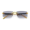 Luxury Beveled Lens Rich Art Retro Rimless Gangster Narrow Rectangle Sunglasses