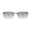 Luxury Beveled Lens Rich Art Retro Rimless Gangster Narrow Rectangle Sunglasses