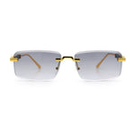 Luxury Beveled Lens Rich Art Retro Rimless Gangster Narrow Rectangle Sunglasses