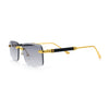 Luxury Beveled Lens Rich Art Retro Rimless Gangster Narrow Rectangle Sunglasses