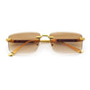 Luxury Beveled Lens Rich Art Retro Rimless Gangster Narrow Rectangle Sunglasses