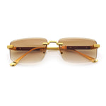 Luxury Beveled Lens Rich Art Retro Rimless Gangster Narrow Rectangle Sunglasses